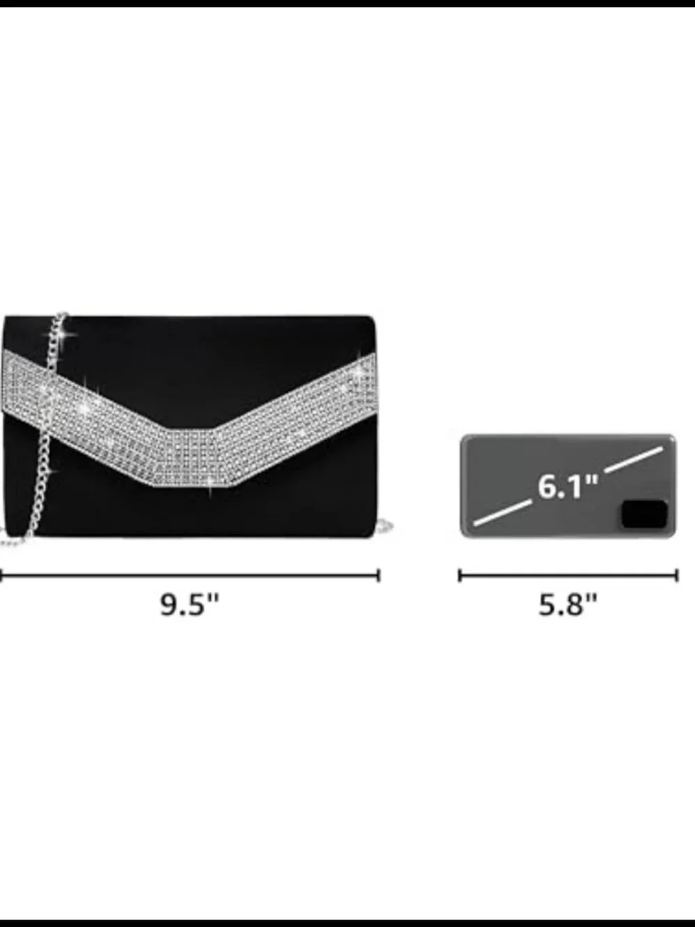 Elegant Velvet Evening Clutch Bag with Silver Chain Strap